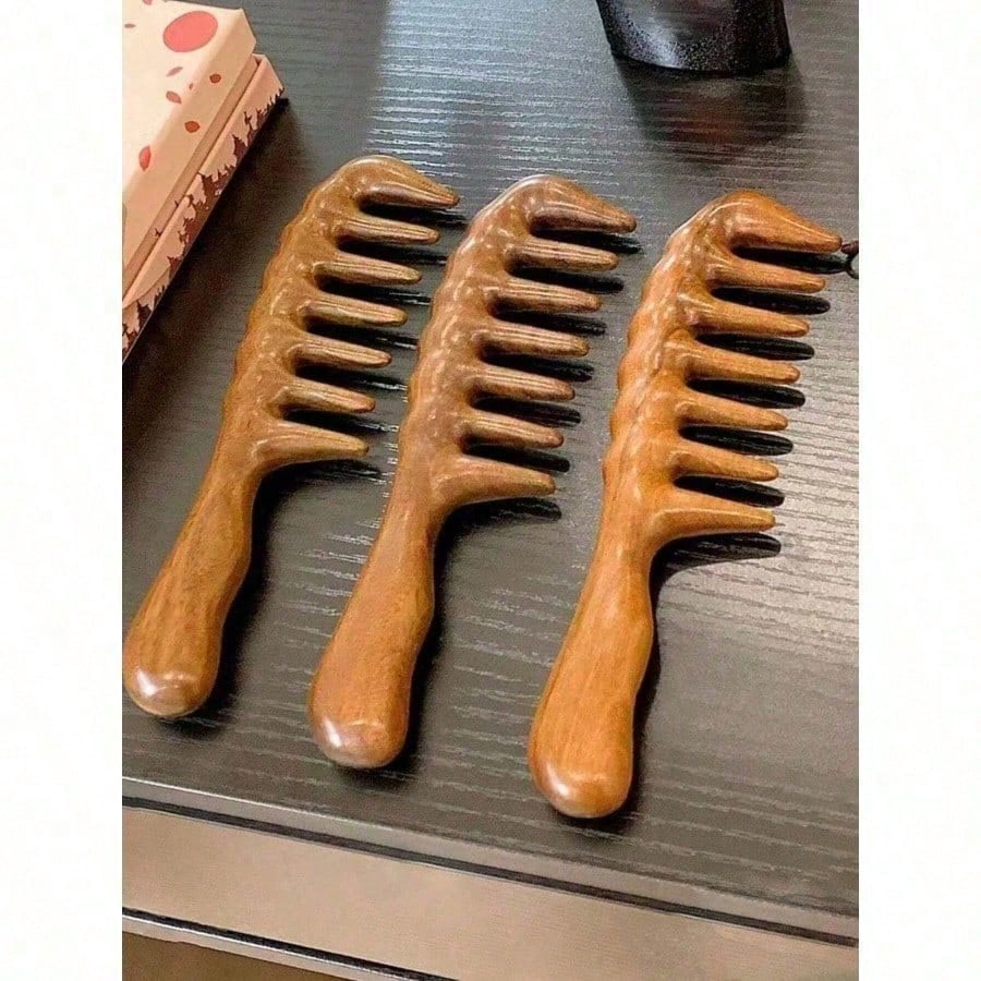 Hair Care Wavy Hair - 1‑Piece Natural Sandalwood Wide‑Tooth Comb, Anti‑Static